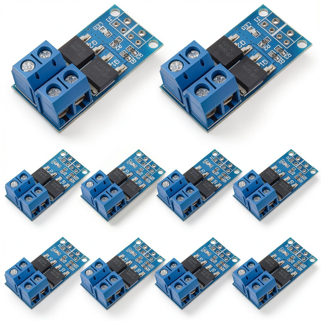 Installing DC Motor Speed Controller EPLZON PWM Adjustable 0-20kHz 15A 400W 10pcs on a wooden desk